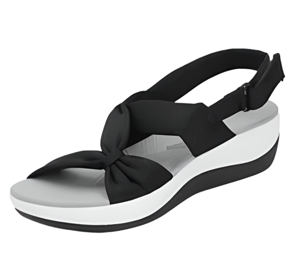 Valeriia - Slingback kilehæl med sløjfedetaljer for ubesværet chic