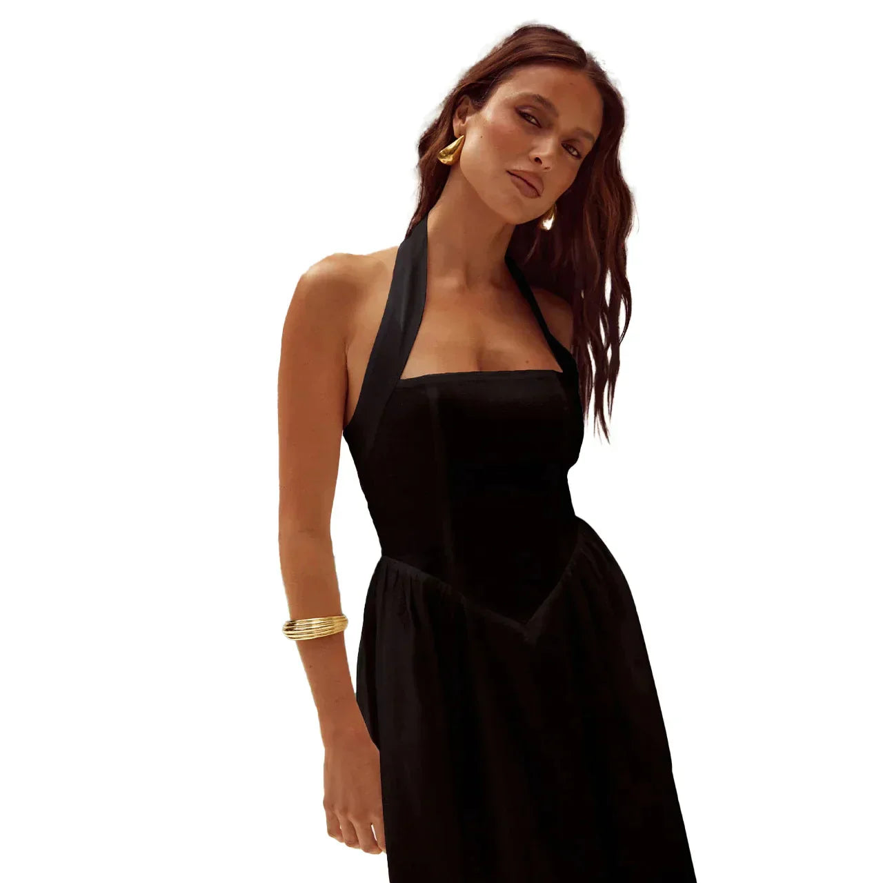 Pernilla – Elegant Maxikjole med Halterneck-udskæring