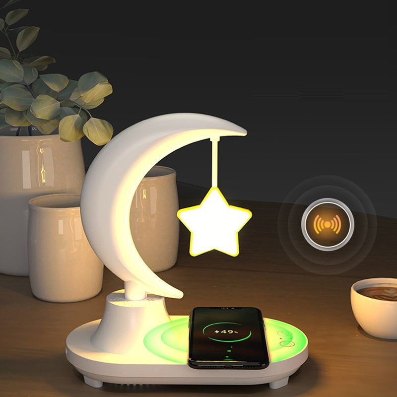 LunaTune – Trådløs Moonlight Bordlampe med Bluetooth-højttaler og Opladningsfunktion