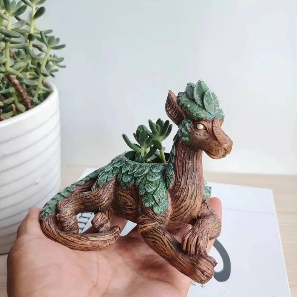 WhimsiDragon sukkulentplantekasse med legende fantasidesign