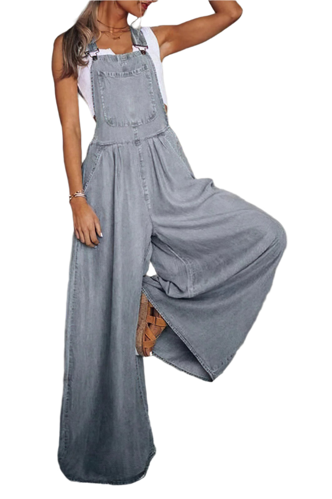 Minda - Loose fit og afslappet denim overalls