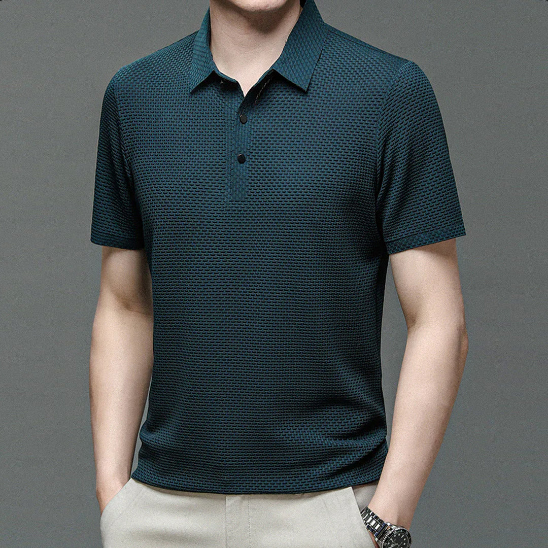 Arnold - Poloshirt i teksturstrikket