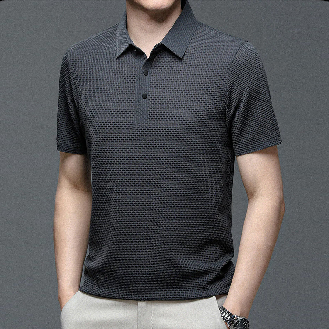 Arnold - Poloshirt i teksturstrikket