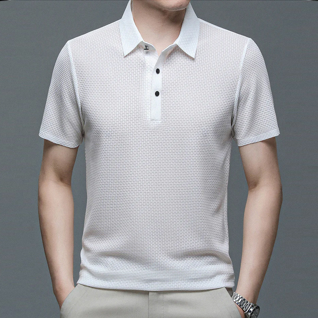 Arnold - Poloshirt i teksturstrikket
