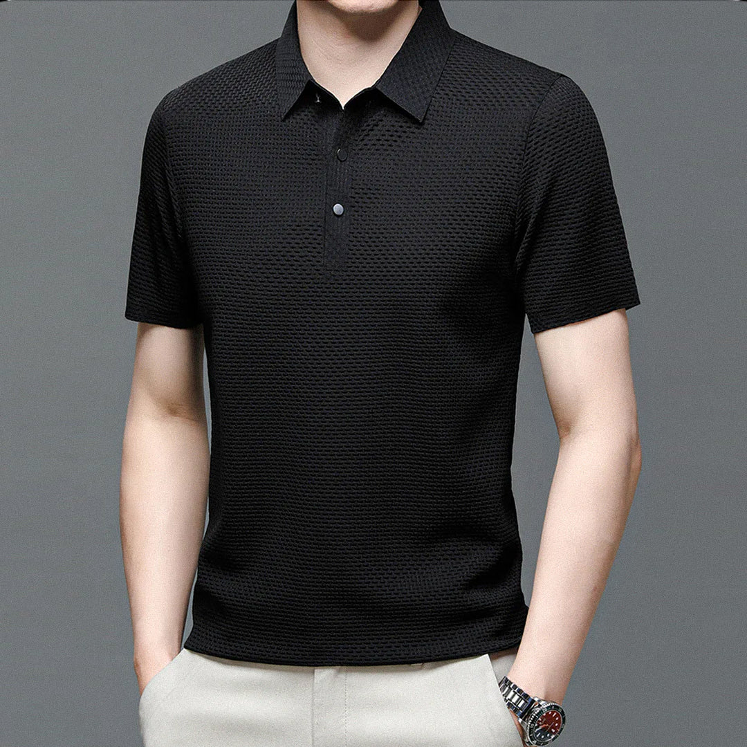 Arnold - Poloshirt i teksturstrikket