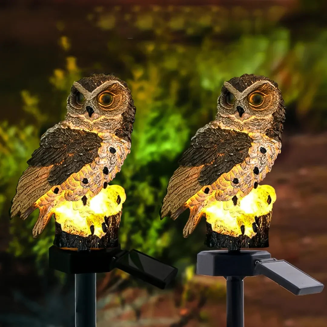 OutdoorGarden - Unik og magisk solcellelampe med ugler