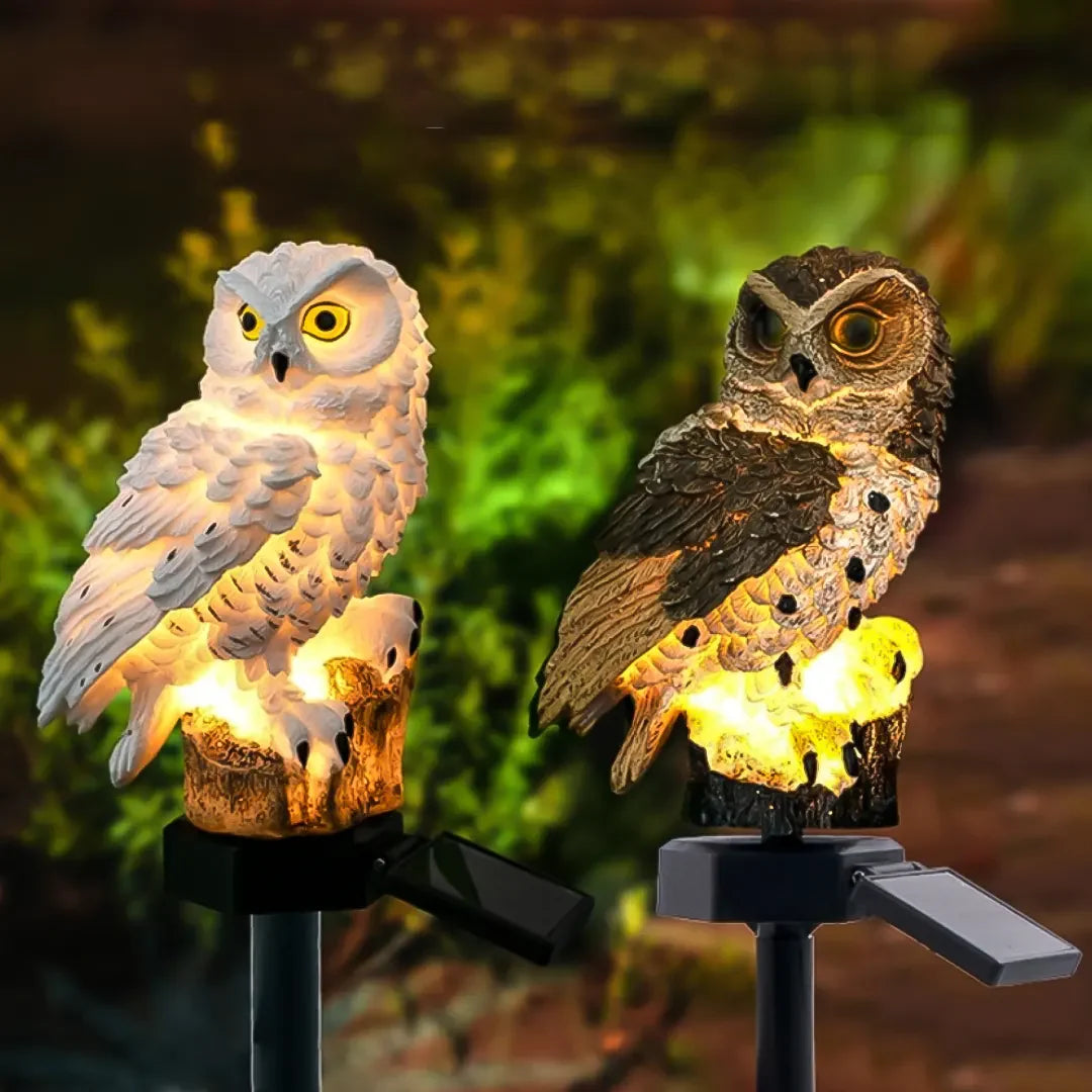 OutdoorGarden - Unik og magisk solcellelampe med ugler