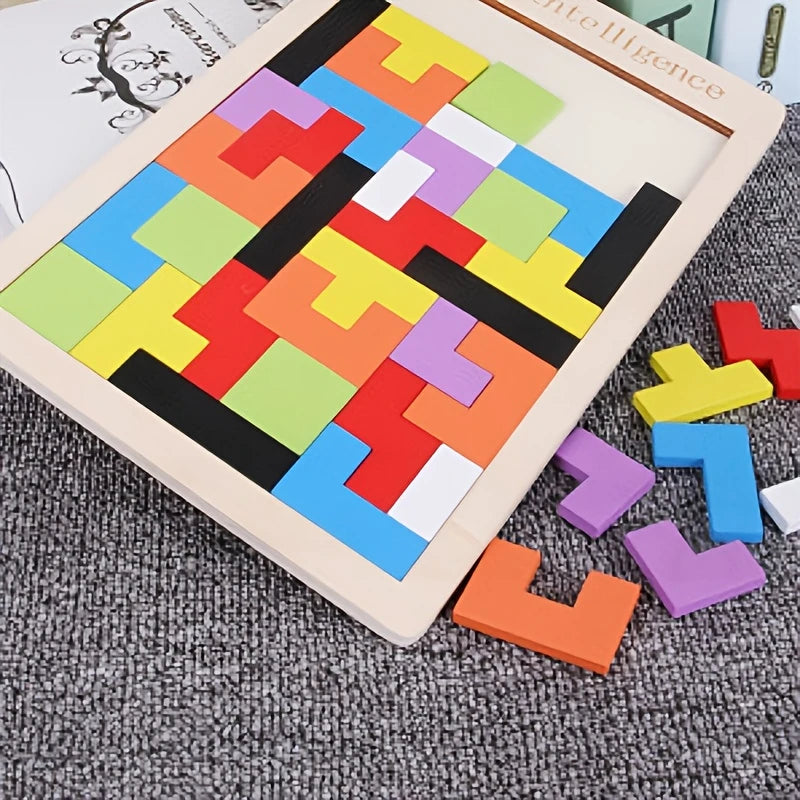 BrightBlocks 3D Træ Tangram Puslespil til Børn – STEM Hjernevridere