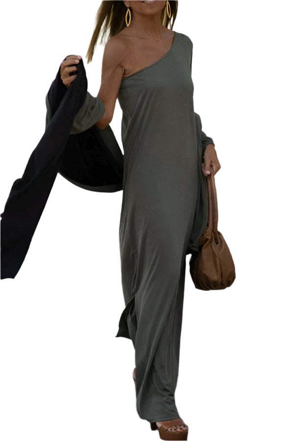 Elena – Elegant asymmetrisk maxikjole til et statement-look