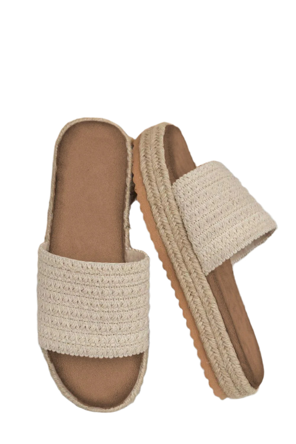 LunaStep Dame Hvide Boho Slideslippers – Minimalistisk Komfort med et Chic Twist