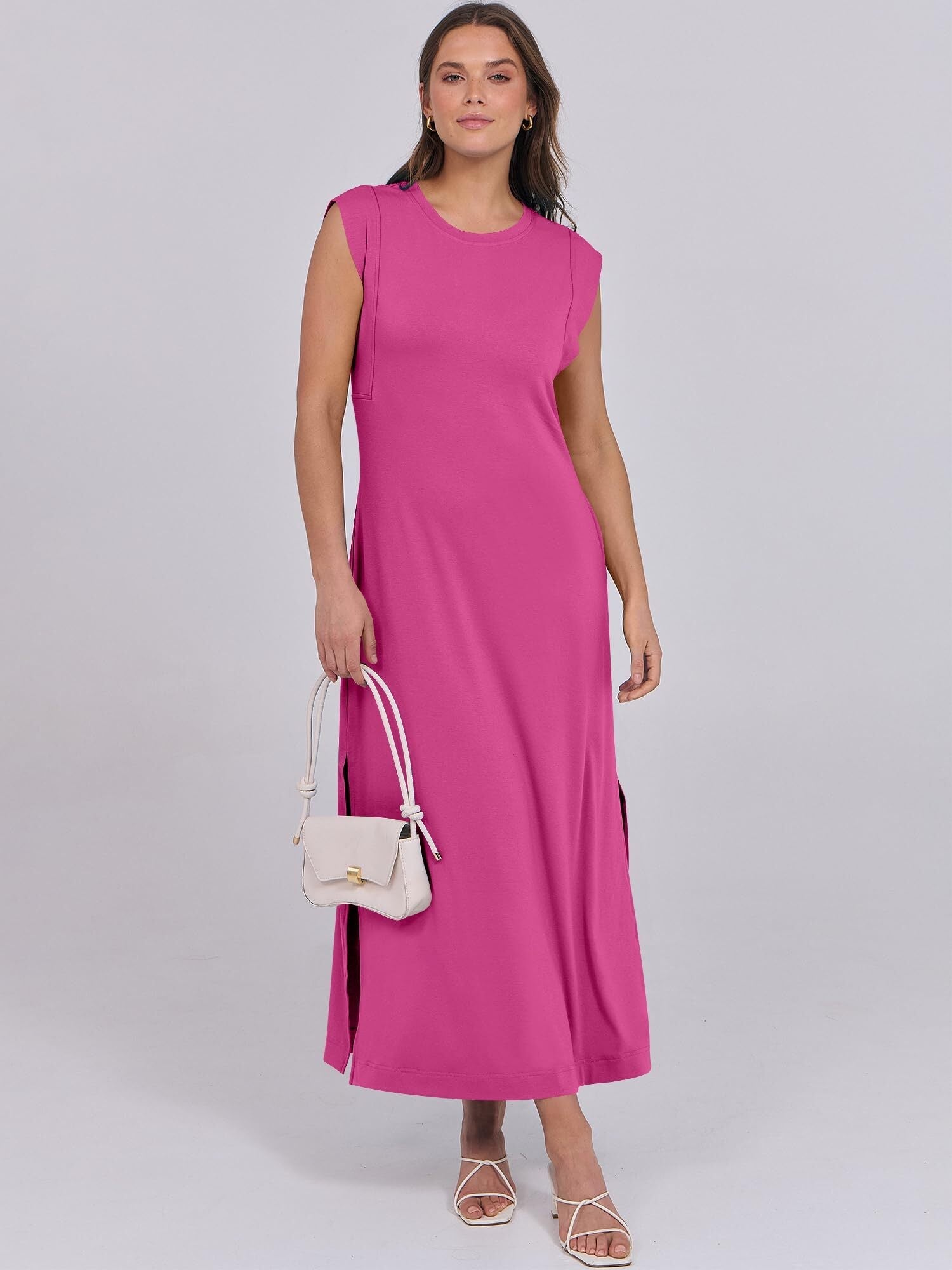 Breezeluxe Casual Summer Maxi-kjole – Korte ærmer og rund halsudskæring
