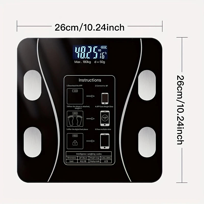 BodySense Premium Smart Vægt med LCD-skærm og app-synkronisering – Black Edition