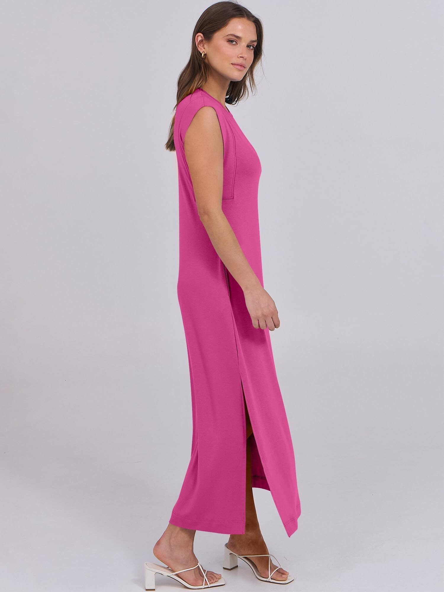 Breezeluxe Casual Summer Maxi-kjole – Korte ærmer og rund halsudskæring