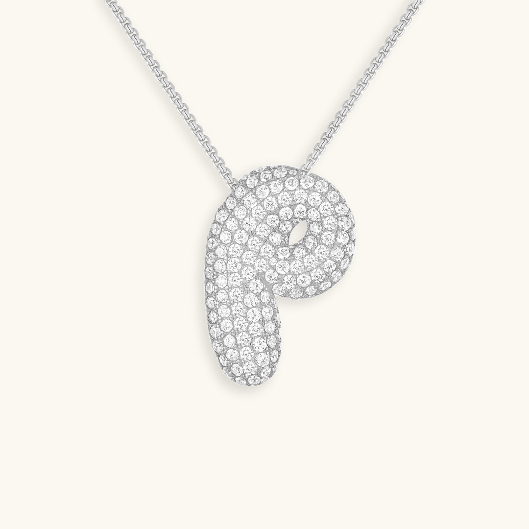 LunaBubble Initial Halskæde med Diamantlook – Personlig Gave til Mors Dag