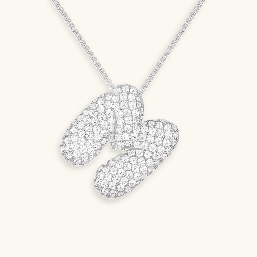 LunaBubble Initial Halskæde med Diamantlook – Personlig Gave til Mors Dag