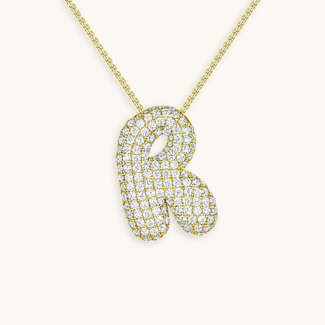 LunaBubble Initial Halskæde med Diamantlook – Personlig Gave til Mors Dag
