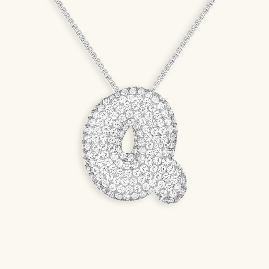 LunaBubble Initial Halskæde med Diamantlook – Personlig Gave til Mors Dag