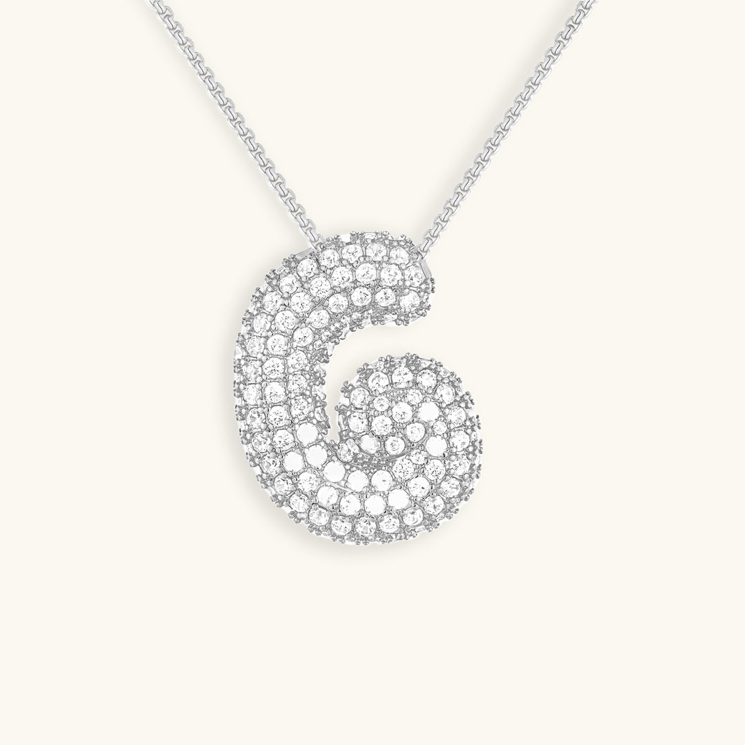 LunaBubble Initial Halskæde med Diamantlook – Personlig Gave til Mors Dag
