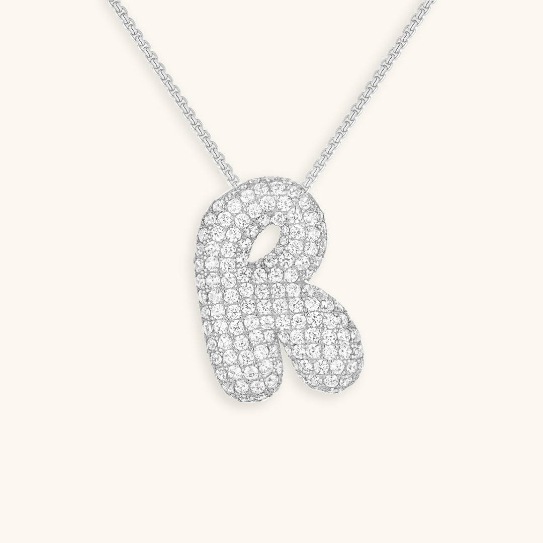 LunaBubble Initial Halskæde med Diamantlook – Personlig Gave til Mors Dag