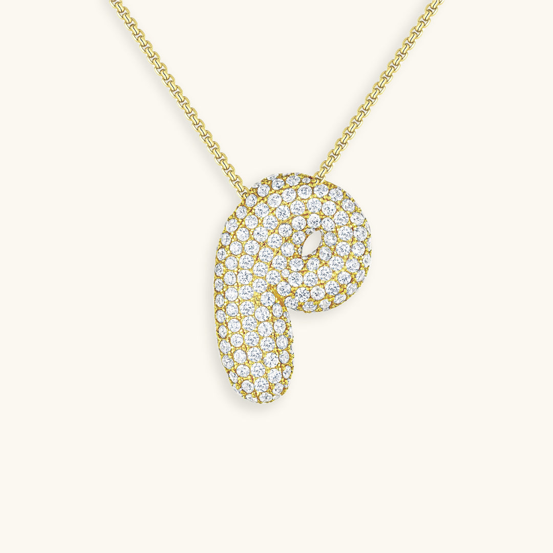 LunaBubble Initial Halskæde med Diamantlook – Personlig Gave til Mors Dag
