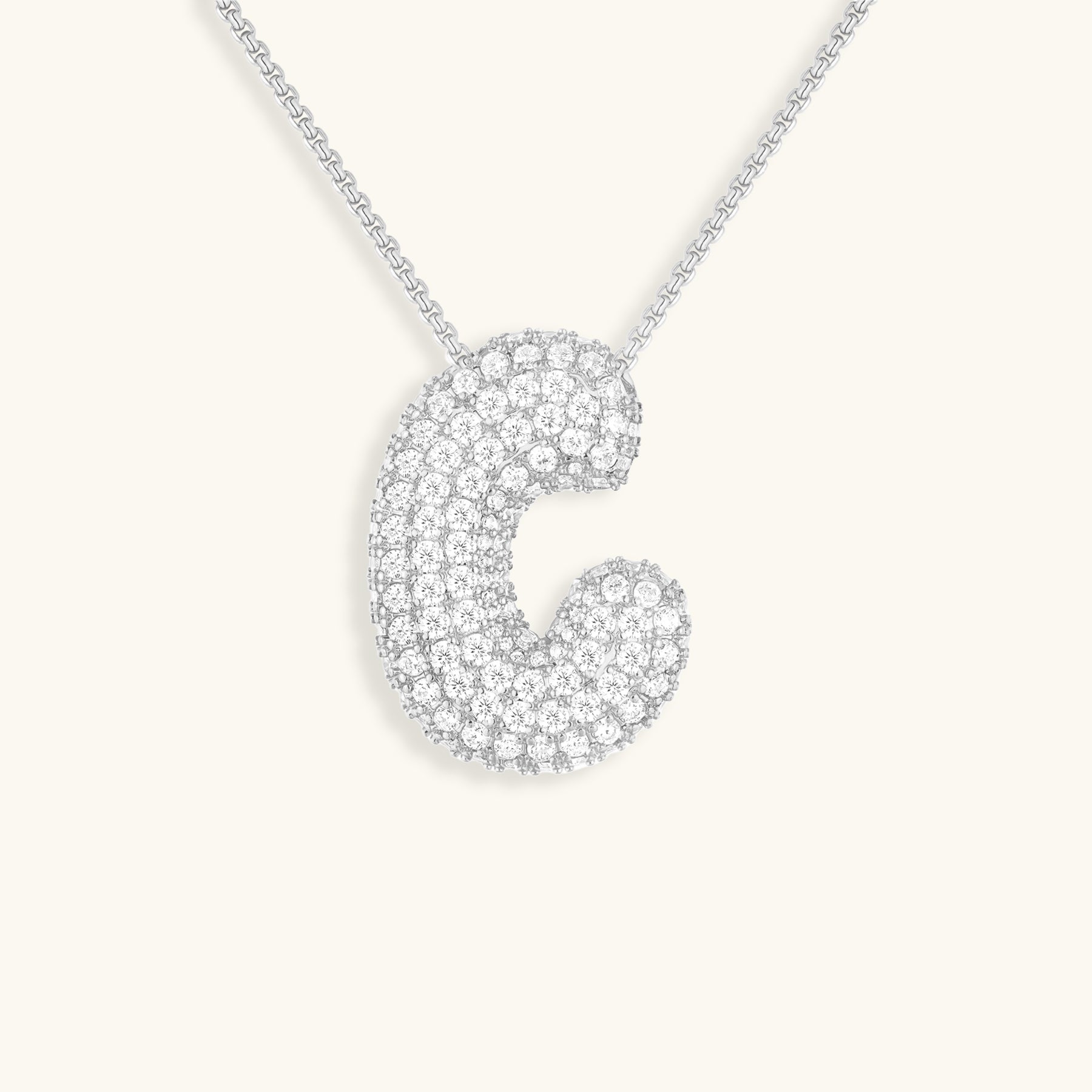 LunaBubble Initial Halskæde med Diamantlook – Personlig Gave til Mors Dag