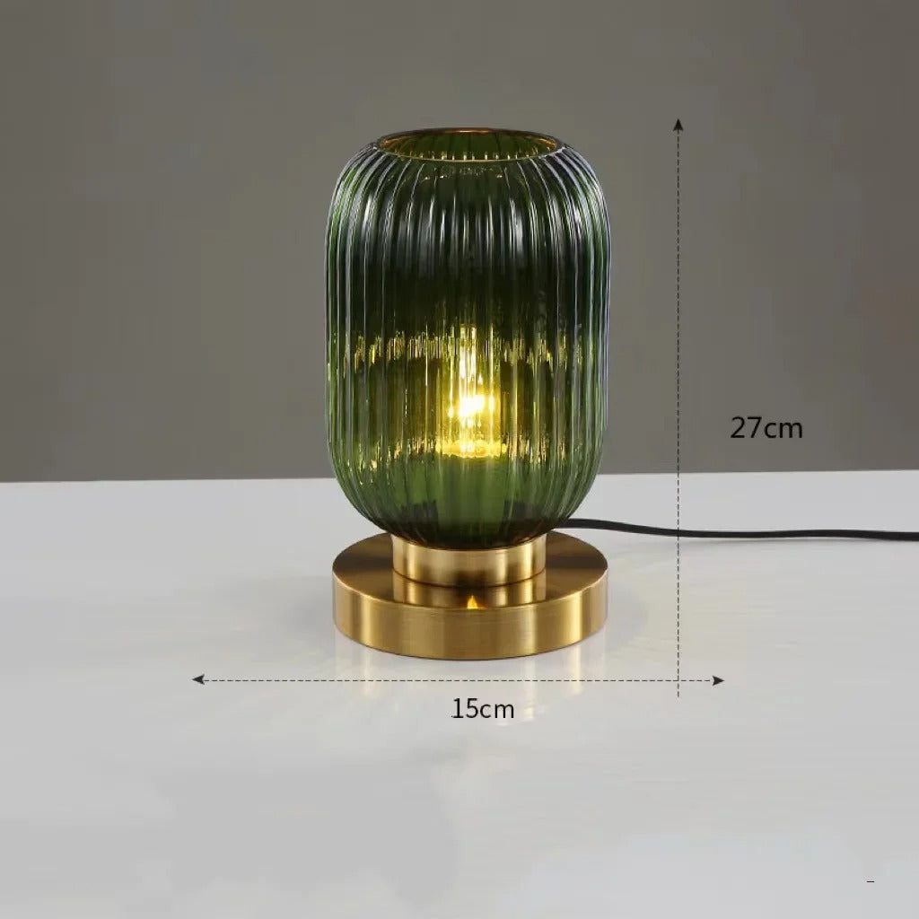 AuraGlow Elegant Bordlampe – Ribbet Design med Stemningsbelysning