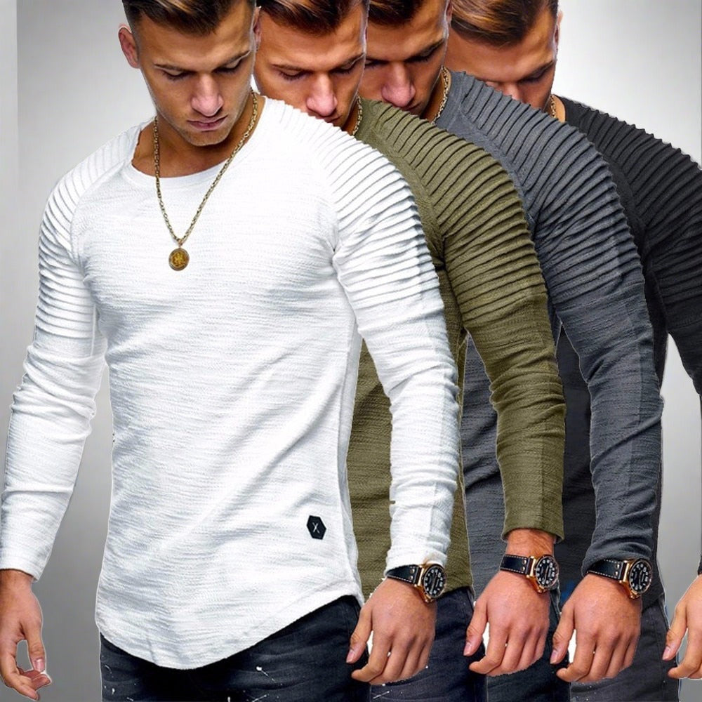 Jake - Plisseret raglan sweatshirt til mænd med buet kant