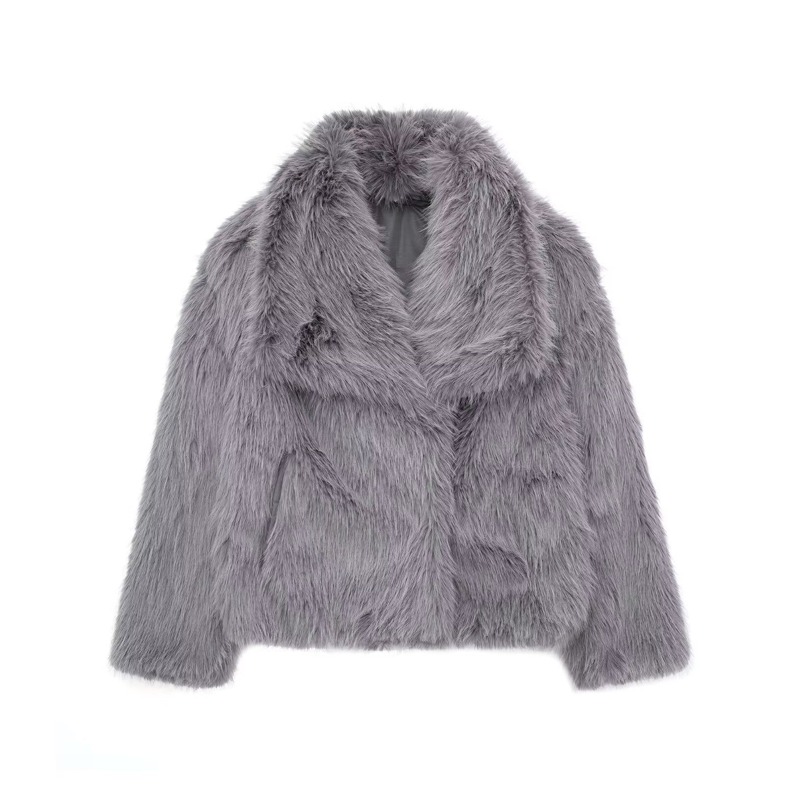 Corrine - Oversized imiteret pelsjakke med bred krave