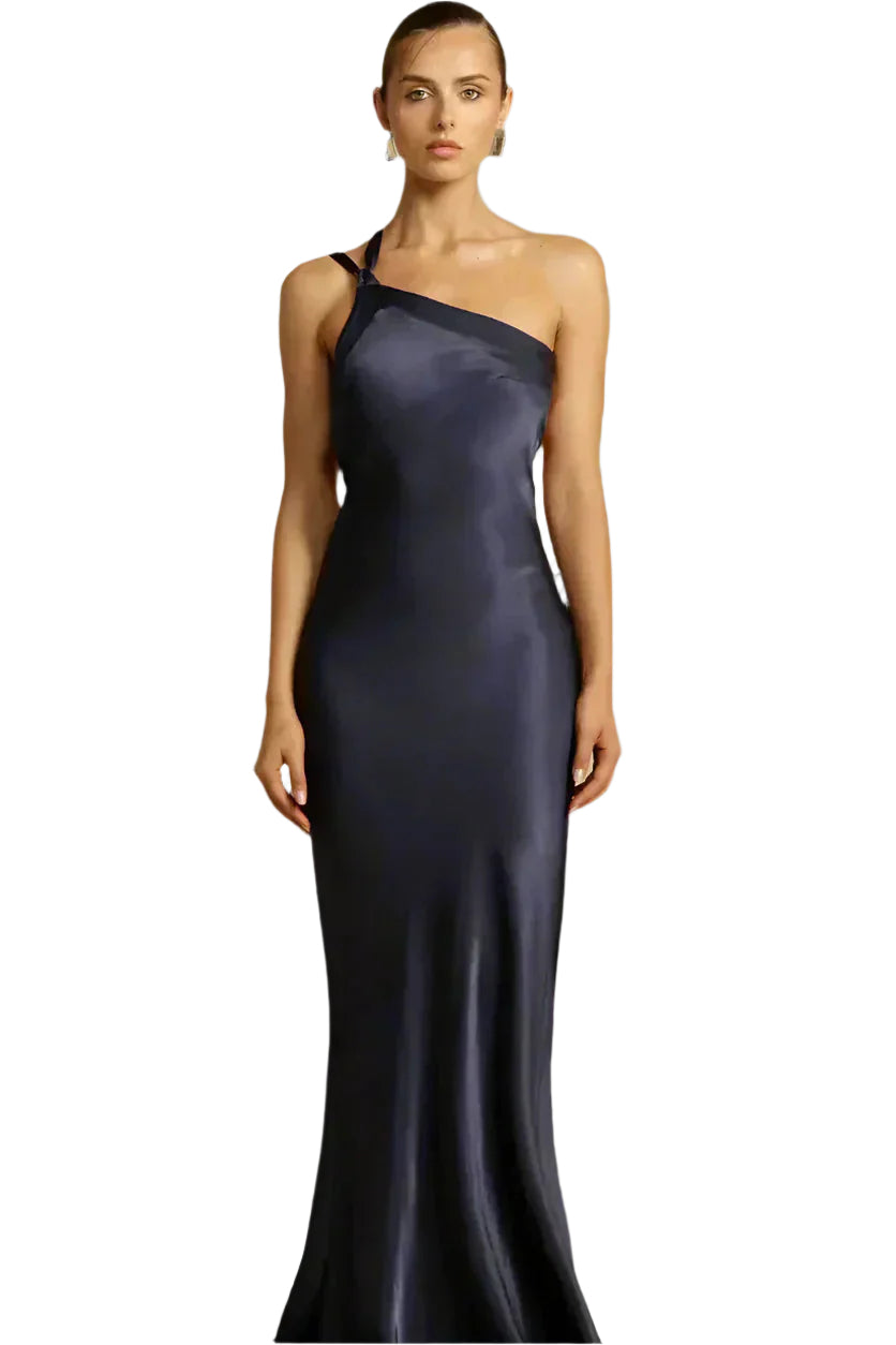 GalaGlide One-Shoulder Maxi-kjole – Elegant asymmetrisk kjole med åben ryg