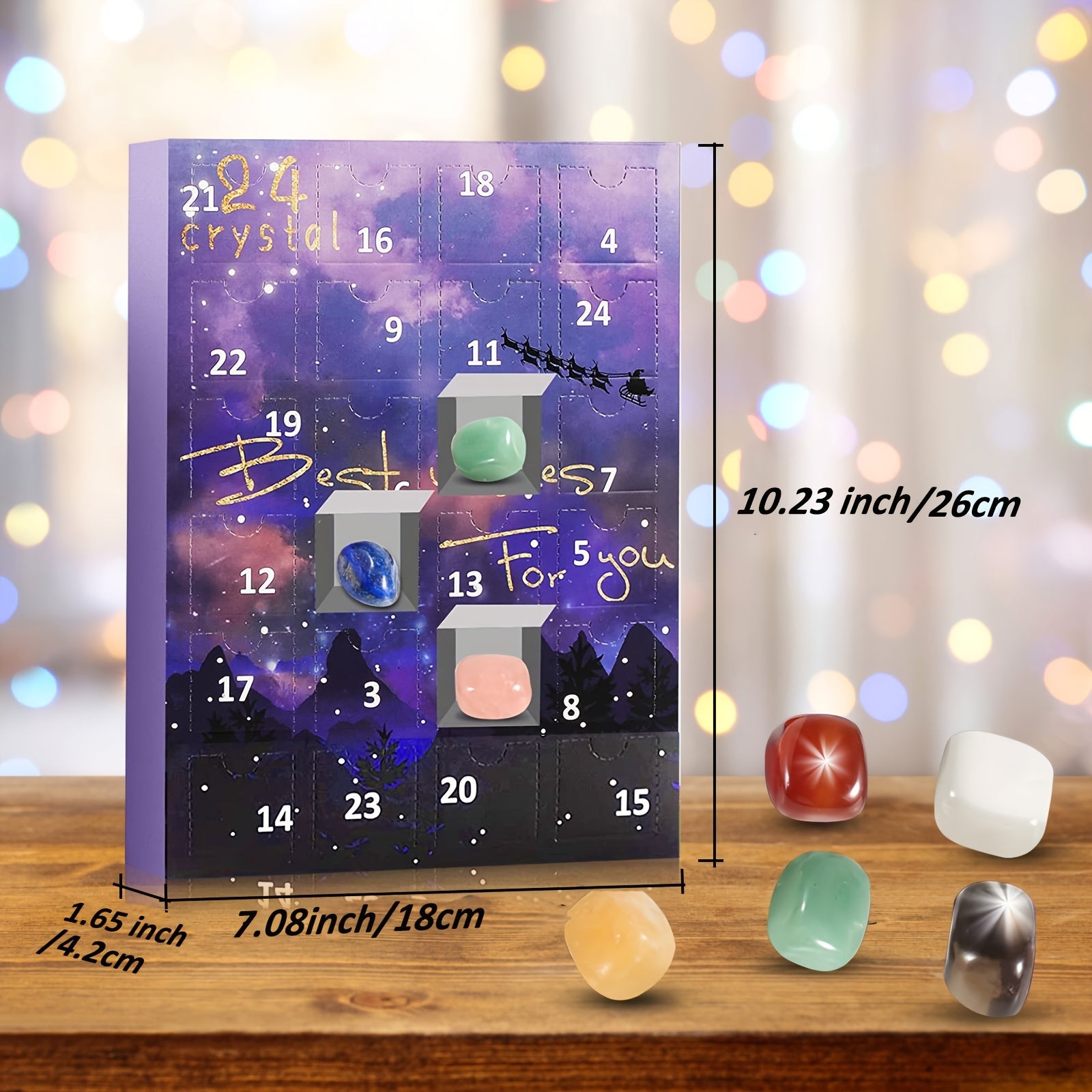 1 Stk. Jule-Ædelstens-Adventskalender, 24 Naturkrystaller