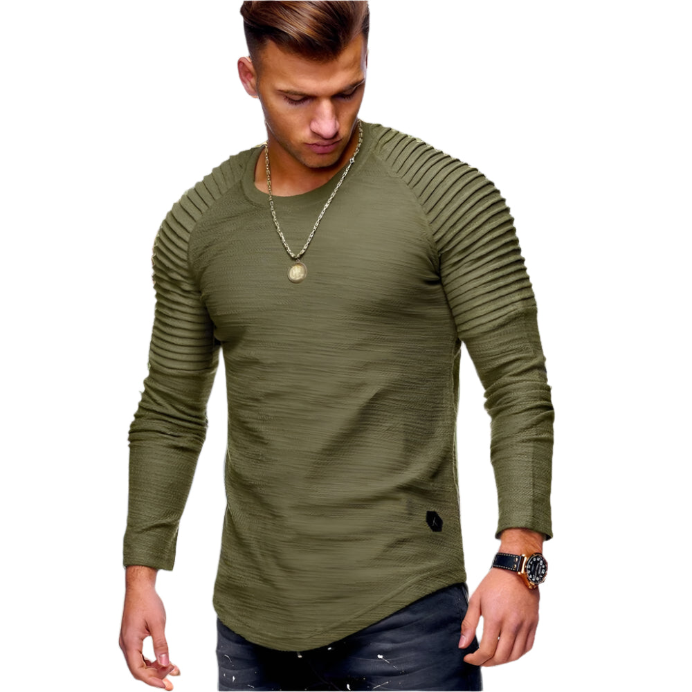 Jake - Plisseret raglan sweatshirt til mænd med buet kant