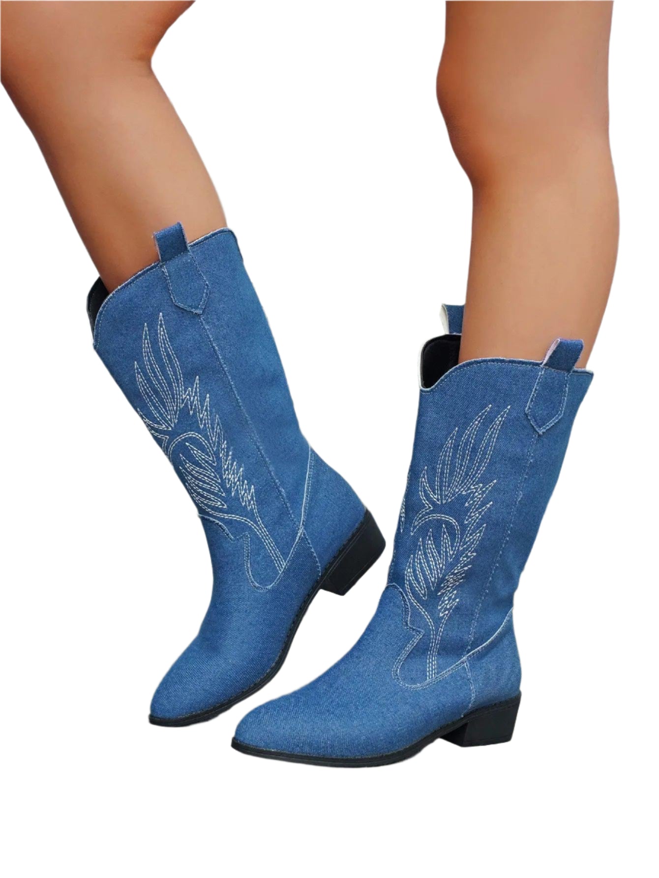 Savannah Slip-On Western Støvler til Kvinder – Komfortabel Cowboy-stil til Midt på Læggen