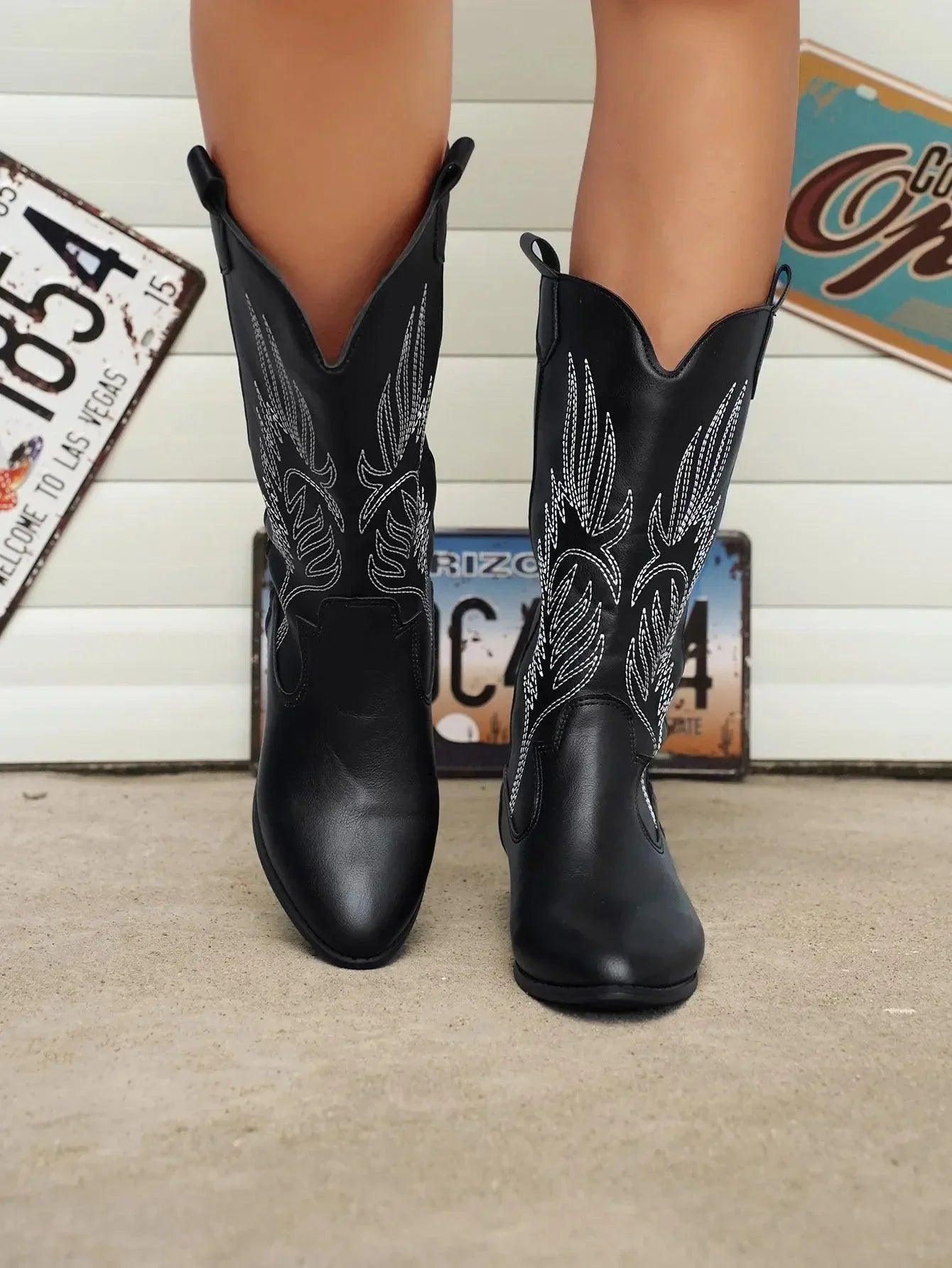 Savannah Slip-On Western Støvler til Kvinder – Komfortabel Cowboy-stil til Midt på Læggen