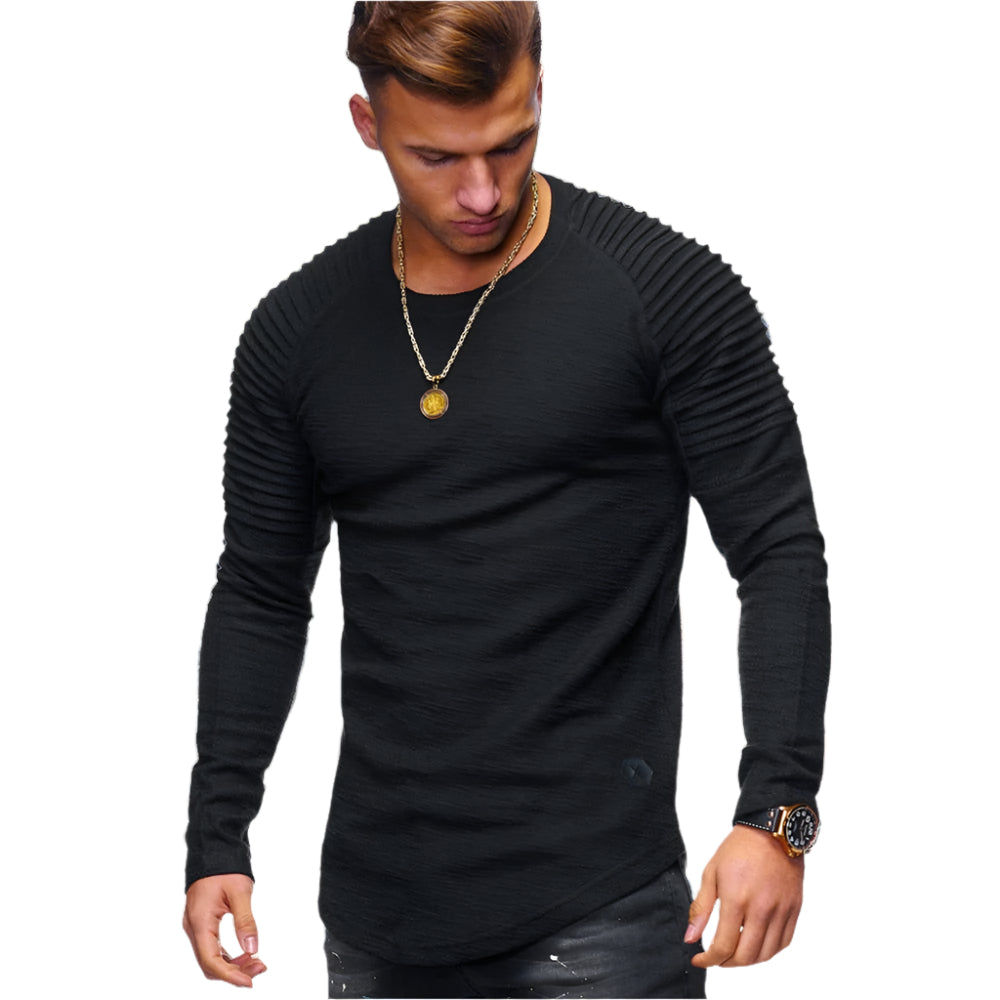 Jake - Plisseret raglan sweatshirt til mænd med buet kant