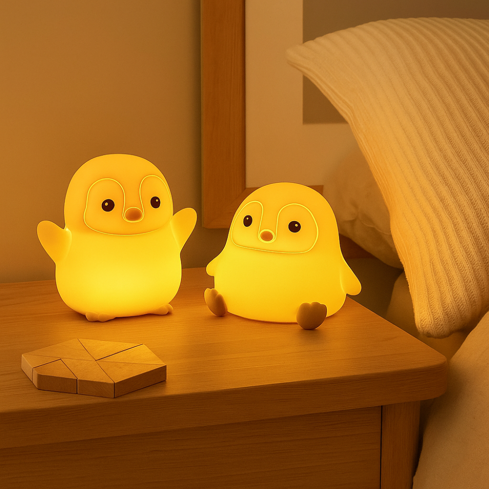 ArcticGlow Penguin LED-natlampe – Blødt farveskiftende lys for en hyggelig atmosfære