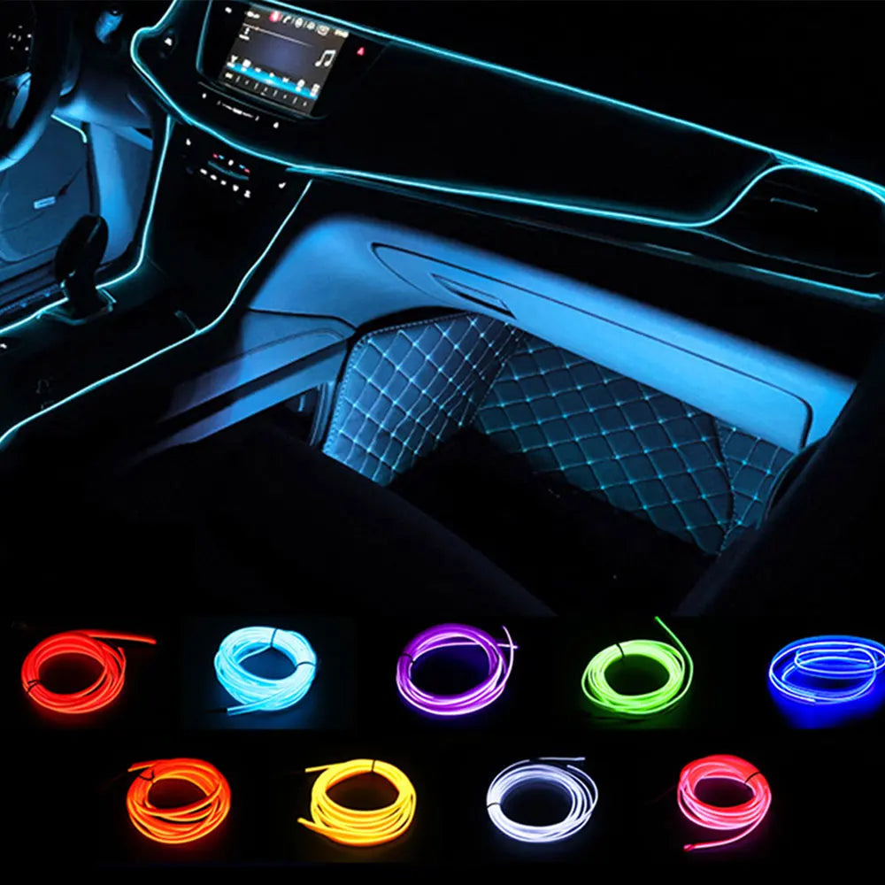 Fleksibelt RGB LED Lysbånd til Bilinteriør med Musiksensor og Fjernbetjening