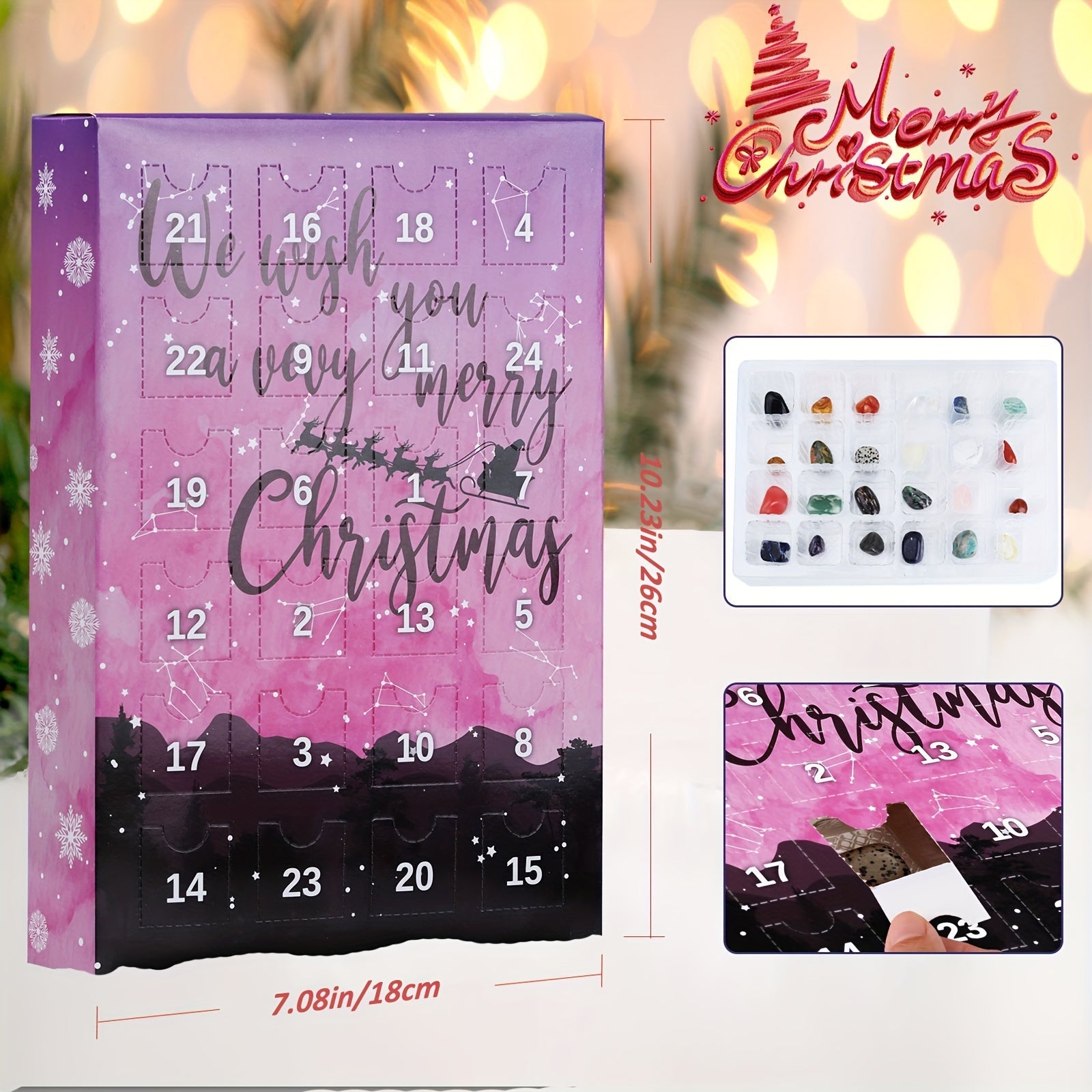 1 Stk. Jule-Ædelstens-Adventskalender, 24 Naturkrystaller
