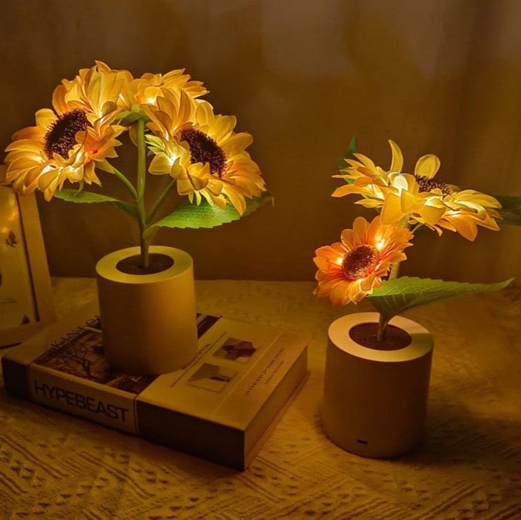 SolBlomst – Trådløs LED Solsikke Lampe til Dekoration