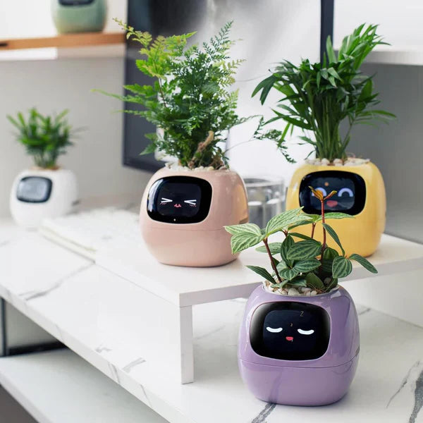 PlantPal Smart Interactive Planter – AI-drevet potte med animeret display og miljøsensorer