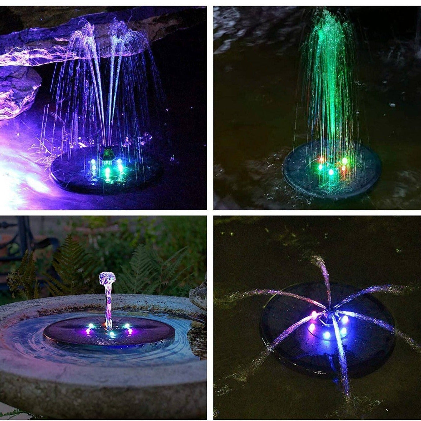 AquaGlow Solcellefontæne – Flydende LED-vandfunktion til have og terrasse