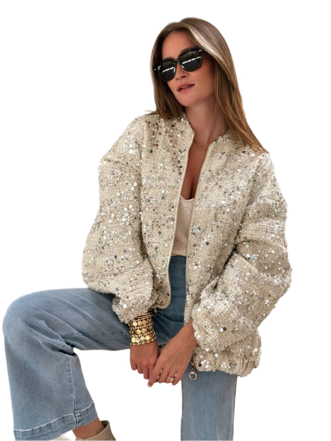 Victoria - Sparkle oversized pailletterjakke
