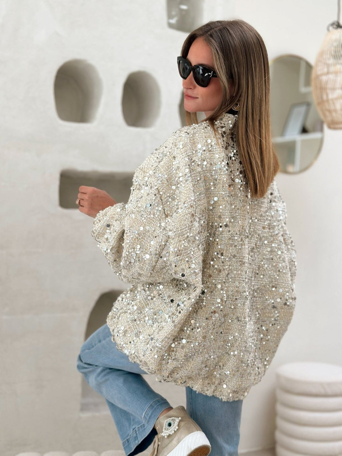 Victoria - Sparkle oversized pailletterjakke