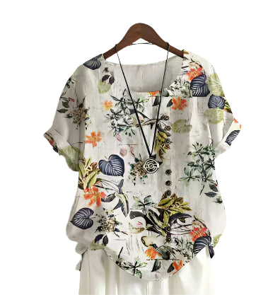 Elora - Elegant skjorte med blomsterprint til kvinder
