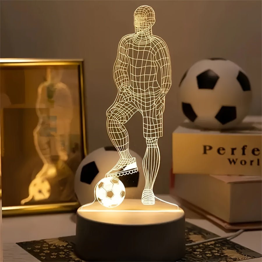 StrikerLite 3D Fodboldspiller LED Bordlampe – Sporty Lysillusion Dekoration