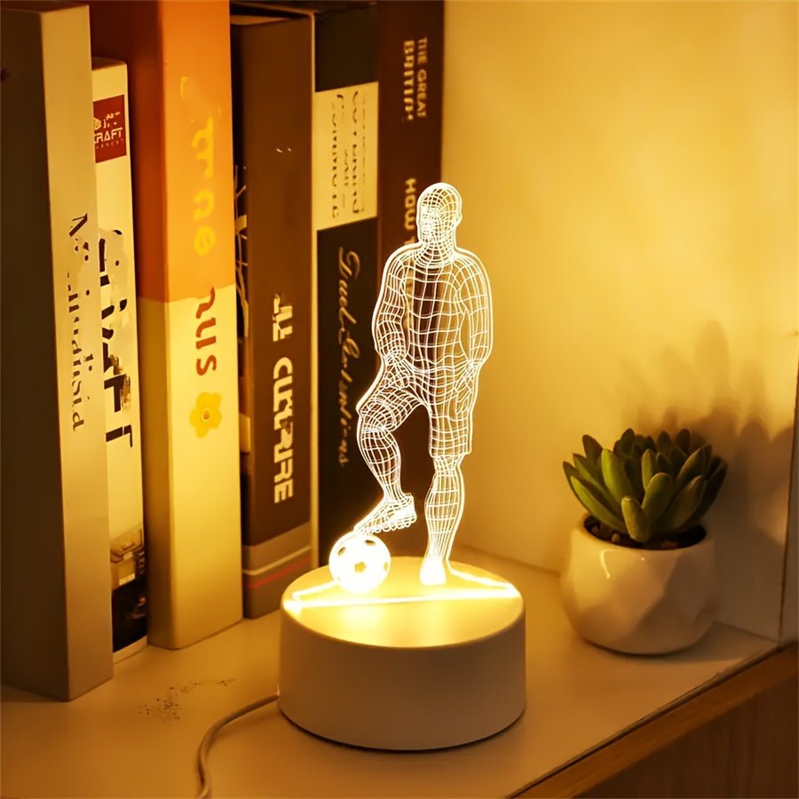 StrikerLite 3D Fodboldspiller LED Bordlampe – Sporty Lysillusion Dekoration
