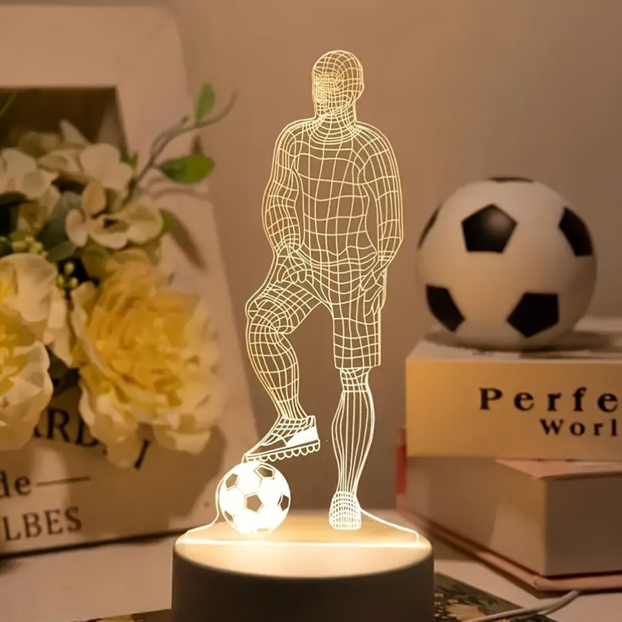 StrikerLite 3D Fodboldspiller LED Bordlampe – Sporty Lysillusion Dekoration