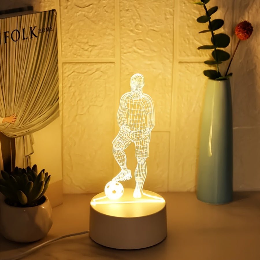 StrikerLite 3D Fodboldspiller LED Bordlampe – Sporty Lysillusion Dekoration