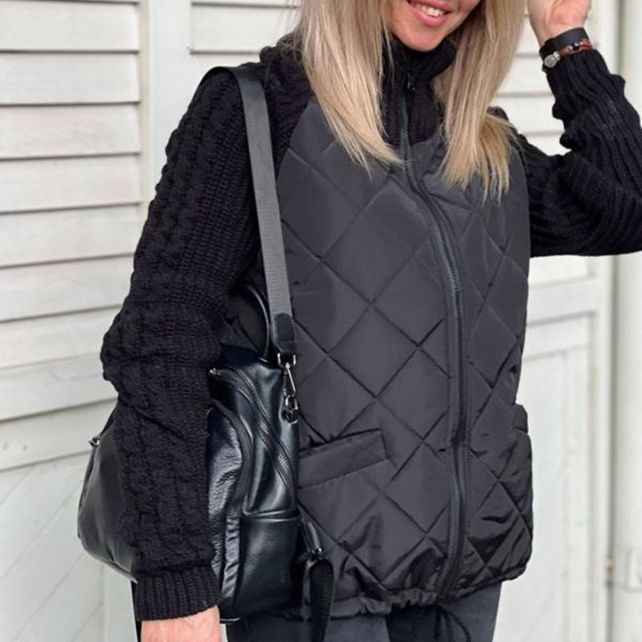 Magda - Patchwork pufferjakke med lynlås
