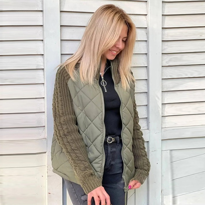 Magda - Patchwork pufferjakke med lynlås