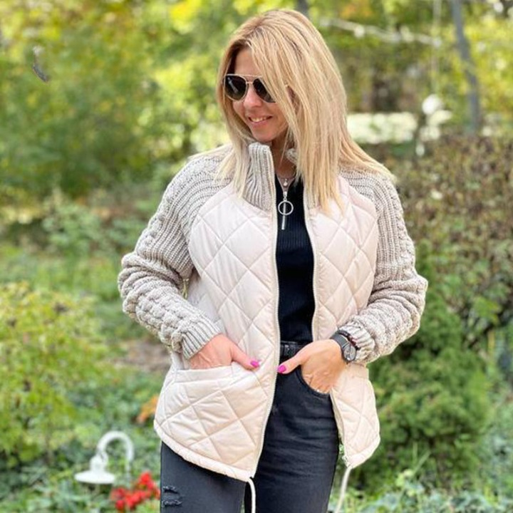 Magda - Patchwork pufferjakke med lynlås
